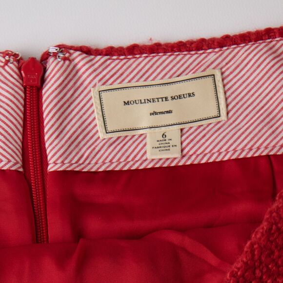 Moulinette Soeurs Pencil Skirt 6 Tweed Classic Boucle Wool Retro Valentines Day - Picture 7 of 9